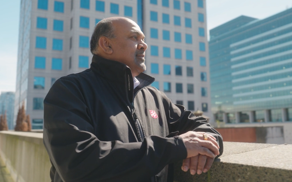 Prabath looking at nearby buildings