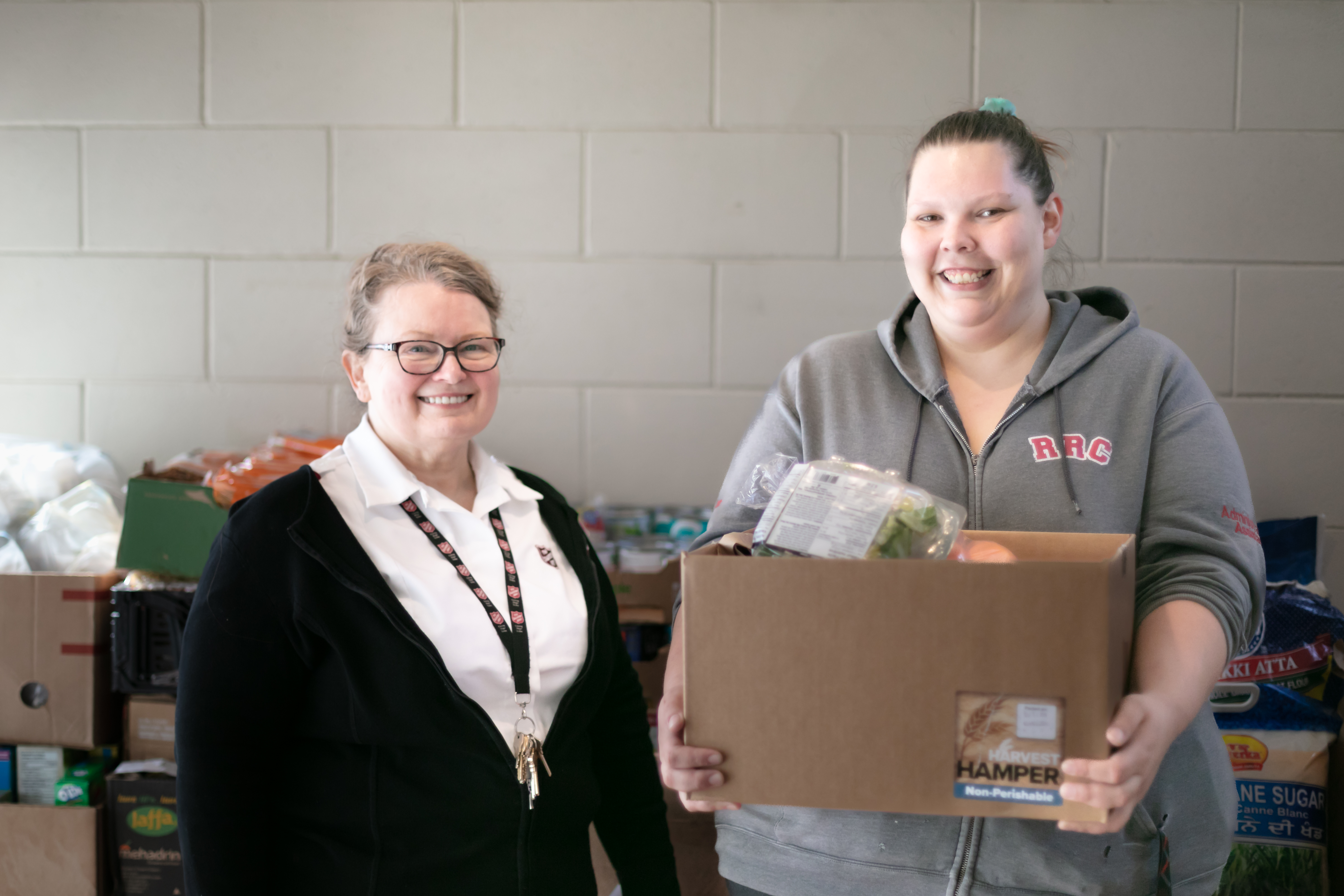 A client donating food items